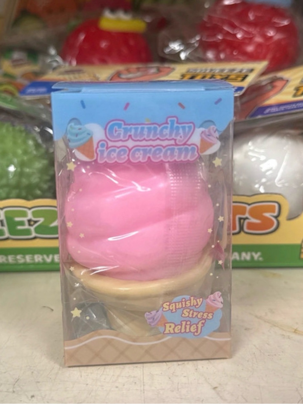 Crunchy ice cream squishy fidget toy asmr pink